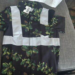 NWT Masi Kids Camo Plumeria HI VIS shirt Hawaiian